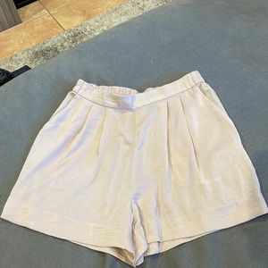 High waisted blush rose satin skirt